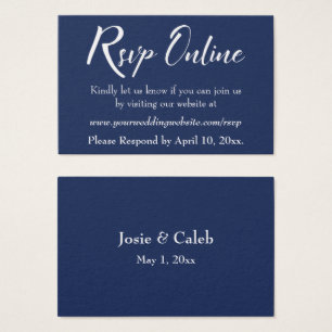 Trouw RSVP Online Inlegkaart Wit Script & Marine, Visitekaartjes