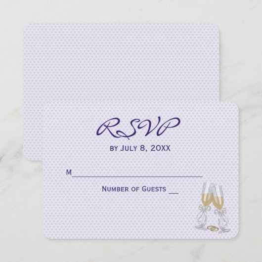 Trouw RSVP Paarse Harten Kaart (Voorkant / Achterkant)