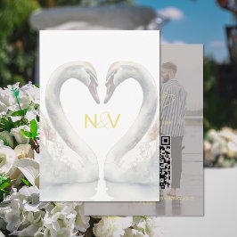 Trouw RSVP QR-codekaart met zwanen Informatiekaartje