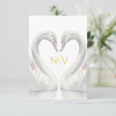 Trouw RSVP QR-codekaart met Zwanen Informatiekaartje (Staand voorkant)