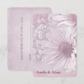 trouw RSVP roze madeliefjesboeket (Voorkant / Achterkant)