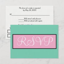 Trouw-RSVP Zeegroene Roze Witte