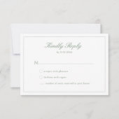 Trouw Sage Groene Script Crest Monogram RSVP Kaart (Voorkant)