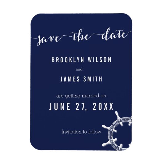 Trouw Save The Date Magneten in Marine Blauw (Verticaal)
