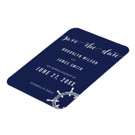 Trouw Save The Date Magneten in Marine Blauw (Linkerzijde)