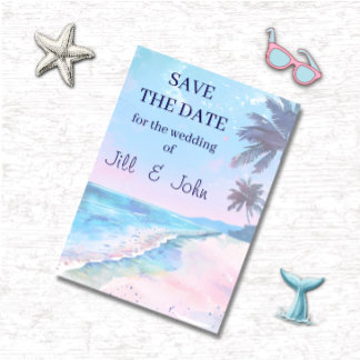 Trouw Save The Date Strand Tropische Uitnodiging