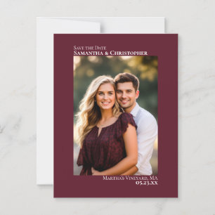 Trouw Save the Date Verticale Foto Burgundy Magnetische Uitnodiging