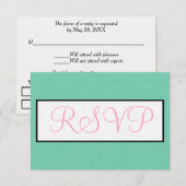 Trouw Seafoam Groen Roze RSVP Kaartje (Voorkant / Achterkant)