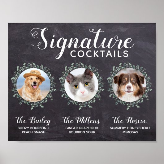 Trouw Signature Cocktails Pet 3 Foto's Bar Drank Poster (Voorkant)