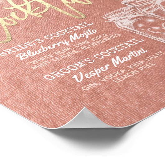 Trouw Signature Drink Menu Metselglas Roze Goud Poster (Hoek)