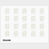 Trouw sticker in salie groen met monogram en famil (Vel)