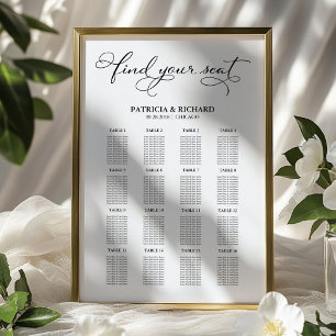 Trouw Stoelenindeling Bord Elegant Schrift Poster