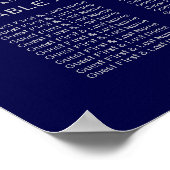 Trouw Stoelenplan Bord Chic Navyblauw Zilver Poster (Hoek)