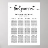 Trouw Stoelenplan Bord Elegante Calligrafie Poster (Voorkant)