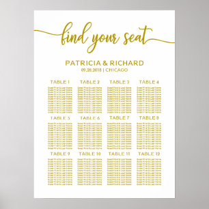 Trouw Stoelenplan Elegante Gouden Calligrafie Poster