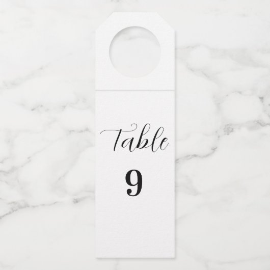 Trouw Tafelnummer Zwart Wit Eenvoudig  Flessenhanger (Voorkant)