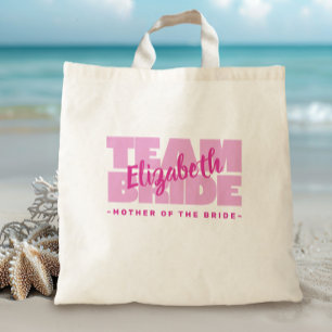Trouw Team Moeder Van de Bruid Naam Roze Retro Tote Bag