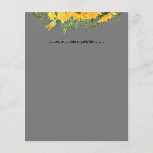 Trouw Thema Bruiloft Bridal Shower Spel Bingo Zonn (Achterkant)