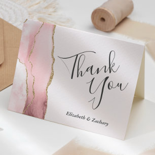 Trouw Trouw Dank Je Blush Roze Agaat Goud Glitter Kaart