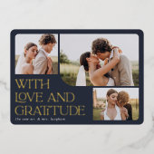 Trouw Trouwkaart met Goud Folie 'Liefde & Dankbaar Folie Uitnodiging (Voorkant)