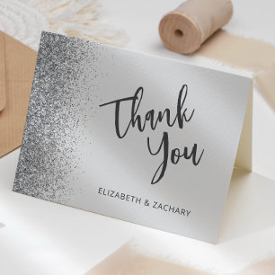 Trouw Trouwkaart met Zilver Glitter Kaart
