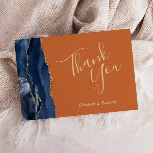 Trouw Trouwkaart Navy Blauw Goud Agaat Roest Kleur Kaart