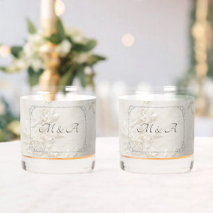 Trouw tumbler glas met geborduurd kant