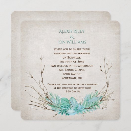 trouw twijgenboeket op textuur kaart (Voorkant / Achterkant)