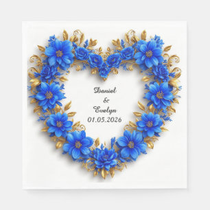 Trouw Uitgebreid Bloemhart Frame Blauwe Bloemen Servet