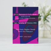 Trouw Uitnodiging Abstract Roze Paars (Staand voorkant)