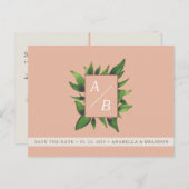 Trouw uitnodiging 'Peach Fuzz' Save the Date (Voorkant / Achterkant)