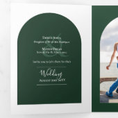 Trouw uitnodiging programma menu RSVP foto groen (Binnenzijde eerst)