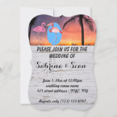 Trouw Uitnodiging Strand Flamingo Palm Romantisch (Voorkant)