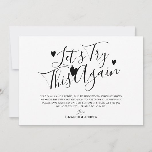 Trouw uitstel Verandering van datum Probeer het no Aankondiging (Voorkant)