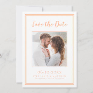 Trouw Verloofd Koppel Vierkant Foto Perzik Wit Save The Date