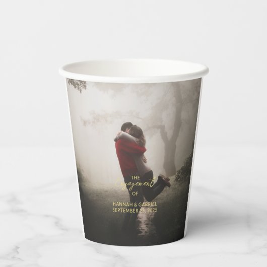 Trouw Verlovingsfeestje Voeg Foto Papieren Beker T (Achterkant)