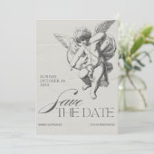 Trouw vintage engel cupido kaart (Staand voorkant)