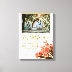 Trouw voor altijd gouden script oleander bloemen canvas afdruk