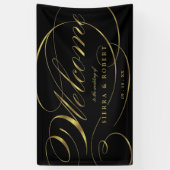 Trouw Welkom Elegant Nep Folie Goud Schrift Spandoek (Verticaal)