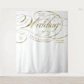 Trouw Welkom Elegante Gouden Gebogen Script Banner Wandkleed (Voorkant)