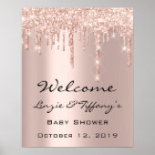 Trouw Welkom Poster Roze Drips Baby Shower (Voorkant)
