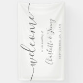 Trouw welkomstbanner met handtekening script spandoek (Verticaal)