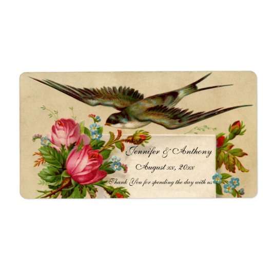 Trouw Wijnlabel Bluebird & Roses Etiket (Voorkant)