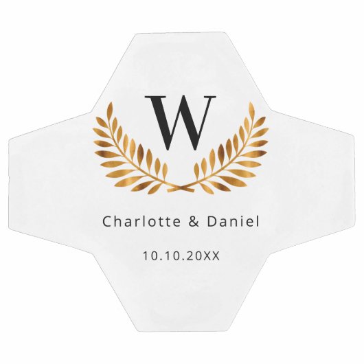 Trouw wit zwart gouden laurierkrans monogram voetbal (Enkel)