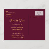 Trouw witte burgundy bloemen save the date aankondigingskaart (Achterkant)