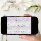 Trouw zilver violette glitters elegant save the date