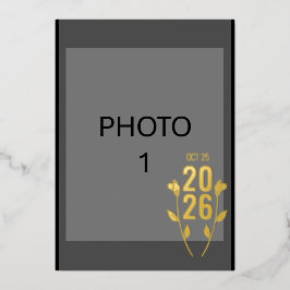 Trouwaankondiging Gold Fotokaart Fotokaart Folie Feestdagenkaart