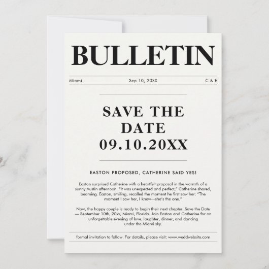 Trouwaankondiging Krantenstijl Save the date (Voorkant)