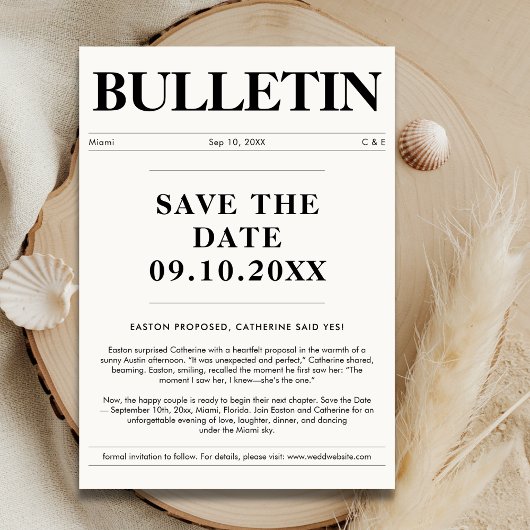 Trouwaankondiging Krantenstijl Save the date