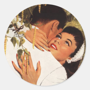 Trouwaanzoek in vintage stijl, Liefde en Romantiek Ronde Sticker